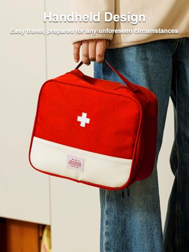 Medical Organizer Bag, Portable First Aid Kit with Zipper and Top Handle for Emergency Supplies, Travel Camping and Home U...