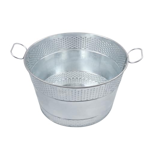 Biugaaufai 15.3 x 9 x 7.48 inches Silver Metal Galvanized Tub with Handles, 4 Gallon Galvanized Beverage Tubs for Parties,...