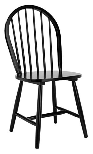 SAFAVIEH Home Collection – Camden Set of 2 Black Windsor Farmhouse Dining Chairs, Spindle Back Solid Wood Chairs, American...