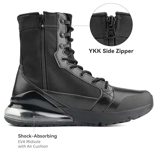 CENNID Women's Waterproof Work Tactical Boots Wide Non Slip Boots Lightweight for Side Zipper All Day Comfortable Hiking M...