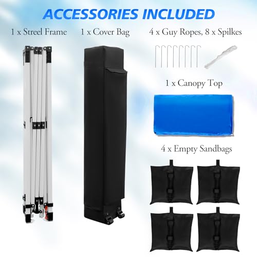 WEIZE Pop up Canopy Tent 10x10ft, 1-Button Push Setup, Instant Portable Shelter, Adjustable Height, Portable Roller Bag, 4...