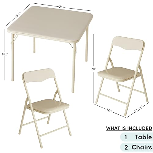 Heritage Kids Beige Kids Activity Table and Chair Set,3-Piece Furniture Set with 1 Square Table & 2 Folding Chairs,Playroo...