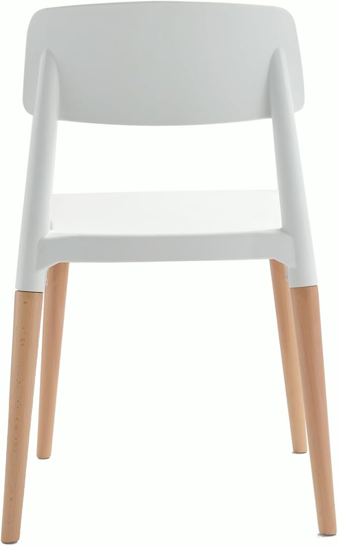 COZYBLOCK Bel Dining Bistro Cafe Style Modern Minimalist Side Chair Set of 2 (White)