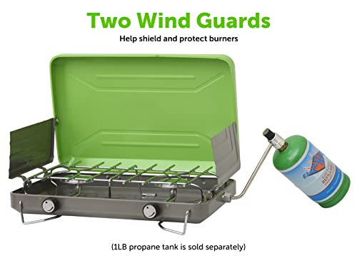 Flame King VT-101 2-Burner Portable Camping Stove Grill, Great for Outdoor Cooking, Backpacking, Compatible with 1LB Propa...