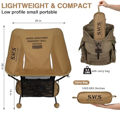 SURSONXW Camping Chair/Pocket Chair, 2.4 LBS Portable Foldable Compact with Aluminum Alloy & Seat Pocket for Outdoor Camp,...