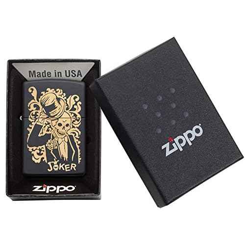 Zippo Joker Pocket Lighter, Black Matte Joker, One Size