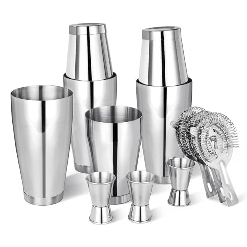 Mwellewm Boston Shaker Cocktail Set Bartender Kit, 12 Pcs Drink Shaker with Strainer Bartending Martini Shaker Tin with 18...