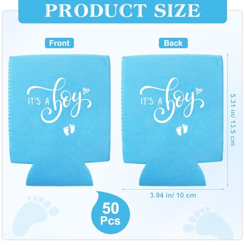 Mifoci 50 Pcs Baby Shower Decorations It's a boy blue Party Can Cooler Beer Sleeves for Gender Reveal Party Favors Baby Ca...