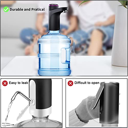 BIMVER Water Dispenser for 5 Gallon Bottle, 600ml Quantitative Water Pump,2 Colors Power Light,Portable USB Charging Elect...