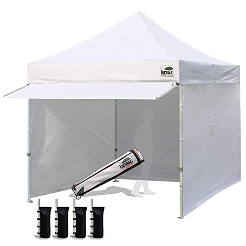 Eurmax USA 10 x 10 Pop up Canopy Commercial Tent Outdoor Party Canopies with 4 Removable Zippered Sidewalls and Roller Bag...