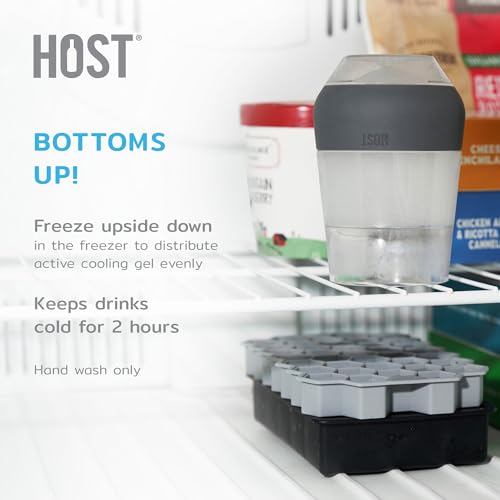 HOST Champagne Freeze Double-Walled Stemless Wine Glasses Freezer Cooling Cups with Active Cooling Gel and Insulated Silic...