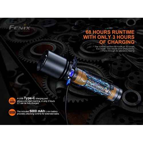 Fenix C7 3000 Lumens Magnetic Base, USB Rechargeable Flashlight with Edisonbright Battery Carrying case