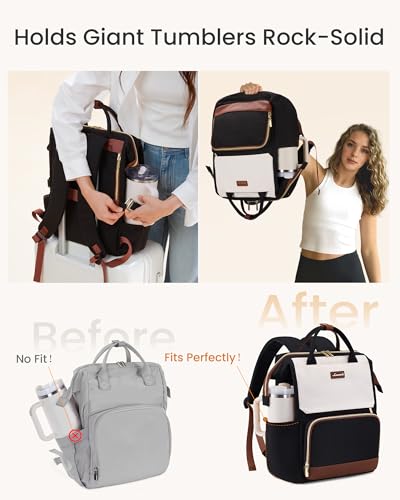 LOVEVOOK Laptop Backpack for Women with Giant Tumbler Holder Pocket, 15.6 inch Travel Work Backpack Purse for Nurse Teache...