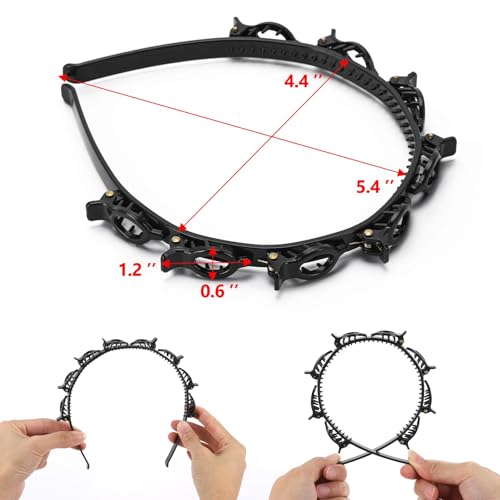 acDesign 4 Pcs Headband with Clips, Professional Weave Bangs Hairstyle Hairpin Headband, Clip Headbands for Women (2Black ...