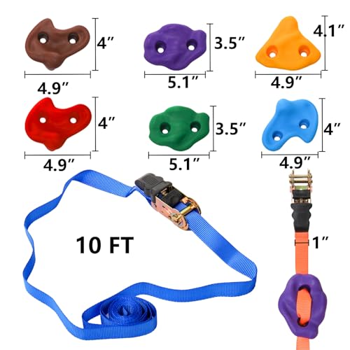 Youeon 18 Pcs Tree Climbing Holds with 9 Ratchet Straps, Outdoor Tree Climbing Kit, Outdoor, Backyard, Gym, Obstacle Cours...