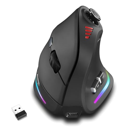 Attoe Gaming Mouse with 5 D Rocker, Wireless Vertical Mouse with [24000 DPI] [12 Programmable Buttons], Computer Mouse for...
