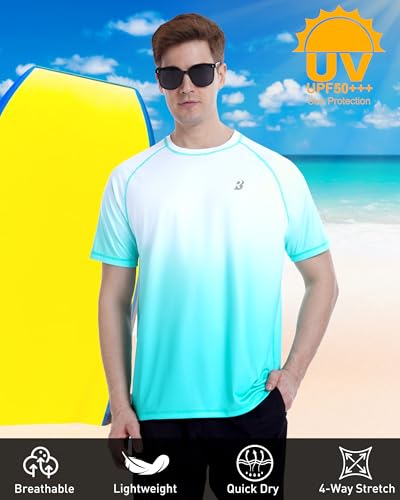 Roadbox Men's Swim Shirts Short Sleeve, UPF 50+ UV Sun Protection SPF Rash Guard, Quick Dry Surf Water Beach Fishing T Shirt