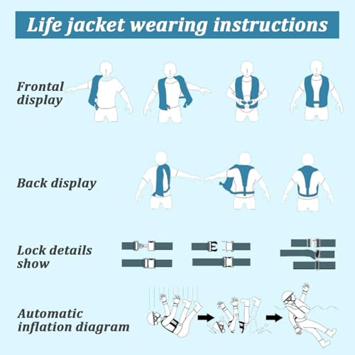3-Pack 150N Automatic Inflatable Life Jacket – Adjustable Nylon Swim Vest with CO2 Inflation, Reflective Strips & Safety B...