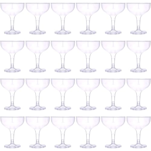yptniginu 24 Pcs Champagne Tower Glasses Set, 5 oz Plastic Champagne, Unbreakable Margarita Coupe, Stackable & Shatterproo...
