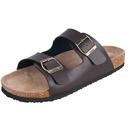 Women's Cork Footbed Sandals Cow Suede Summer Slide Sandals for Women with Adjustable Strap Buckle Open Toe Outdoor Beach ...