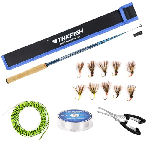 THKFISH Tenkara Rod Kit 24T Carbon Fiber Telescopic Tenkara Fishing Rod Combo with Carrying Case Fishing Line and Flyfishi...