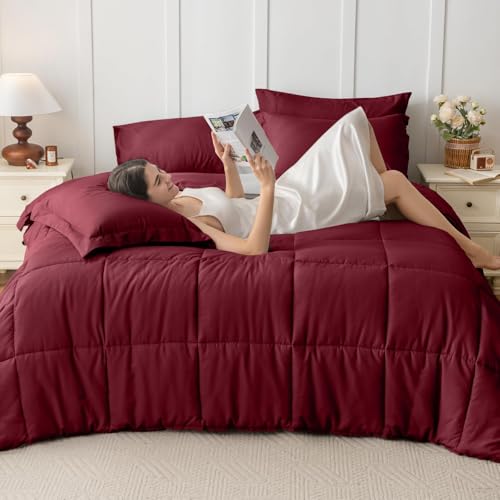 JOLLYVOGUE Queen Comforter Set, Ultra-Soft Bed in a Bag Queen Size 7 Pieces, Oeko-TEX Certified Bedding Set with Down Alte...