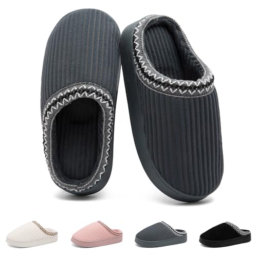 Harxxitd Slippers for Women&Men with Memory Foam Corduroy Closed Toe House Shoes Ladies Winter Warm Comfy Bedroom Women's ...