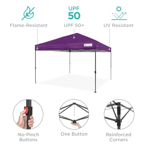 Best Choice Products 8x8ft 1-Person Setup Pop Up Canopy Tent Instant Portable Shelter w/ 1-Button Push, Case, 4 Weight Bag...