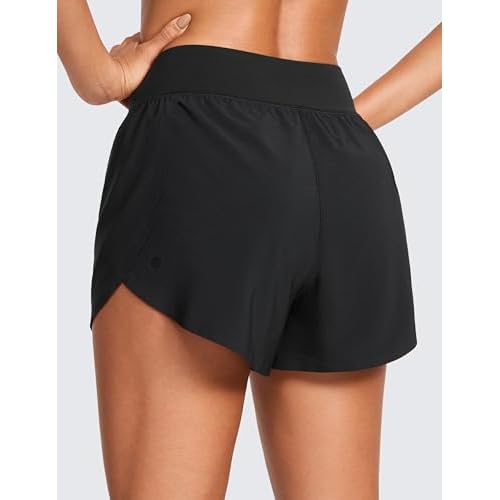 CRZ YOGA High Waisted Split Running Shorts for Women 3" - Comfy Mesh Liner for Workout Athletic GymTrack Quick Dry