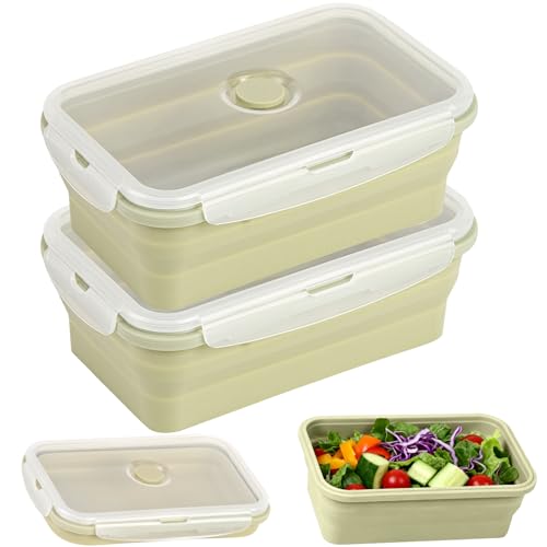 CUISITOOL Large Collapsible Food Containers with Lids, Collapsible Bowls For Camping, Save Space, Leak-Proof Silicone Stor...