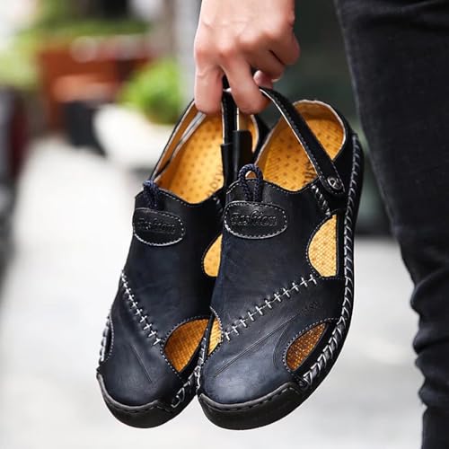 NANXIN&LOVE Mens Casual Leather Sandals Summer Beach Slipper Mens Comfort Outdoor Shoes Fashion Lightweight Trail Water Sa...