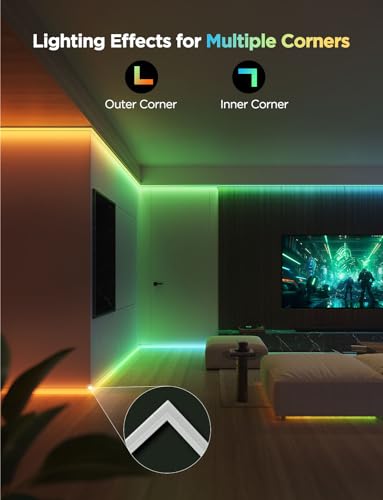 Govee RGBIC LED Strip Lights 32.8ft with Covers, Smart Lights Work with Alexa and Google Assistant, LED Diffuser Channel w...