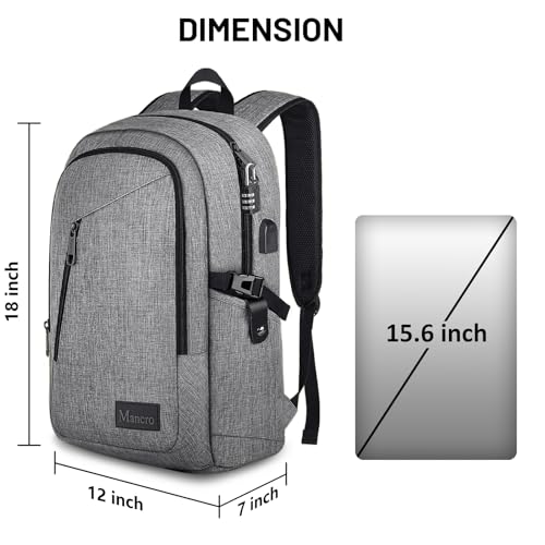 Mancro Laptop Backpack for Travel, Anti-theft Laptop Backpack for Men Business Backpack Work Daypack with USB Charging Por...