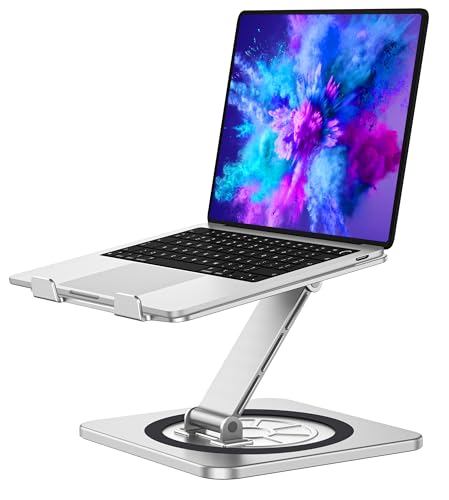 RIWUCT Adjustable Laptop Stand with 360° Swivel Base, Foldable Laptop Riser Holder for Desk, Ergonomic Computer Notebook C...