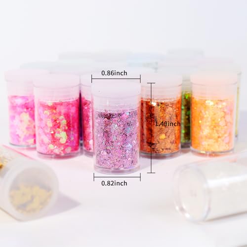 CIYOWTA Holographic Chunky Glitter, Chunky and Fine Mix Sequins, Set of 40 Colors Festival, Iridescent Glitter for Crafts,...