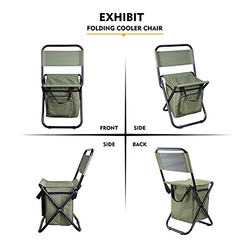 LEADALLWAY Fishing Chair with Cooler Bag Compact Fishing Stool Foldable Camping Chair