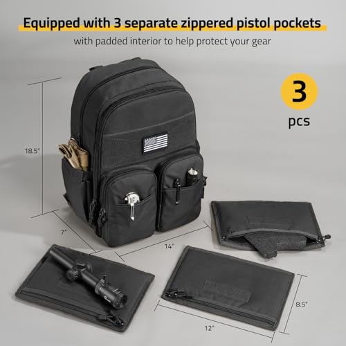 CVLIFE Tactical Range Backpack for Men, Handgun Backpack with Pistol Cases, Range Bag with Removable Divider Daypack for E...