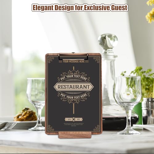 Walnut Wood Clipboard, 12.6" x 8.7" Menu Clip Board with Metal Clip and Stable Base, Solid Hardwood, Smooth Edges, Free St...