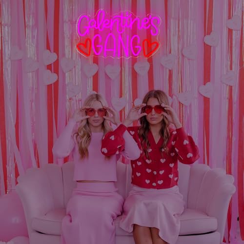 Galentines Gang Neon Sign for Wall Decor Dimmable Gelentine's Day Neon Light Led Galentines Party Decoration Friends Galen...