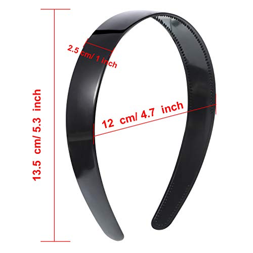 HESTYA 20 Pcs 1 Inch Black Plastic Headbands for Women Plain Craft Hairband with Teeth DIY Hair Accessories Headwear for G...