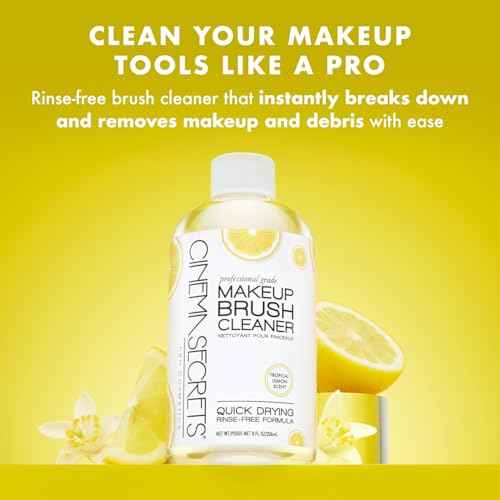 Cinema Secrets Original Makeup Brush Cleaner Kit - Professional Cleanser + Cleansing Tin for Makeup Brushes - Quick-Drying, Rinse-Free Formula - Removes Stubborn Waterproof Make Up - Lemon