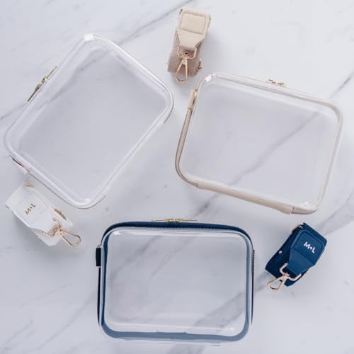 M + L Clear Stadium Clutch, PVC Transparent Purse, 8x6x3 inches, Event Approved Crossbody Bag
