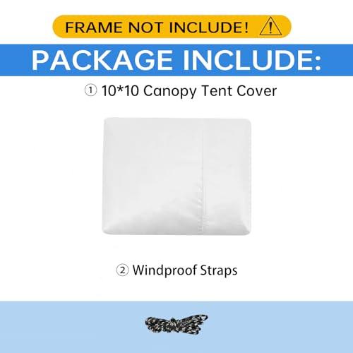 10×10 Canopy Replacement Top, Pop Up Canopy Replacement Tent Cover for Straight Leg Frame, Waterproof Canopy Top Cover for...