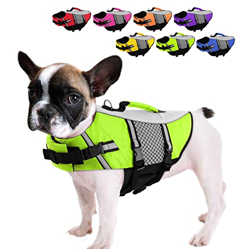 Queenmore Dog Life Jacket Small Float Vests for Swimming Boating Kayaking Mediumn Puppy Dogs Cats Neoprene Life Preserver ...