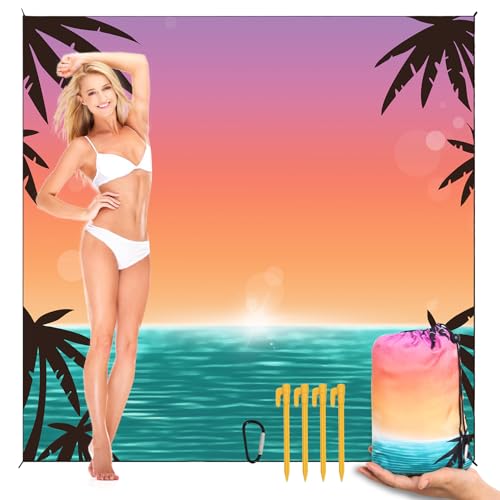 Koaizhsen Beach Blanket Waterproof Sandrproof Large Beach Mat 79" X 118" for 2-8 Adults Quick Drying Outdoor Picnic Mat 4 ...