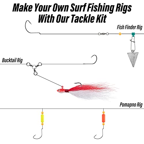 Dr.Fish 269 Pieces Surf Fishing Tackle Box Kit, Saltwater Ocean Beach Fishing Gear Supplies, Lure&Rig Accessories, Bucktai...