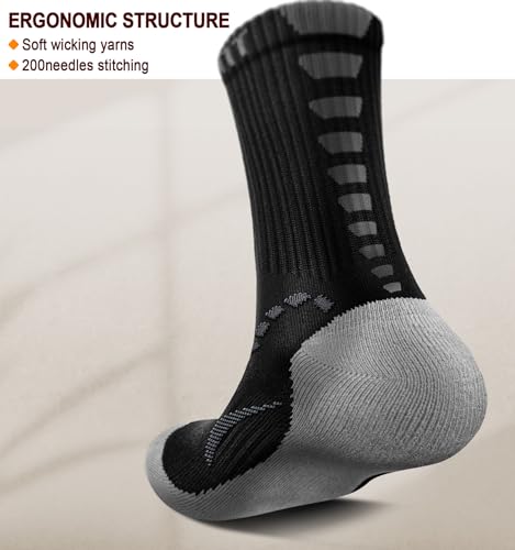 Men Socks,Athletic Running Socks Compression Wicking For Men Sports Hiking Fishing Cushioned Sole Arch Support