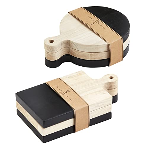 Mud Pie Circle Paulownia Board Set 8 1/4" x 6 1/4" dia