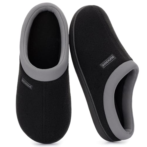 RockDove Women's Polar Fleece Two-Tone Memory Foam Clog House Slippers Non Slip Rubber Sole Indoor Outdoor Machine Washable