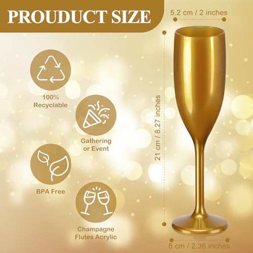XUWAIDSGN Acrylic Champagne Flutes Toasting Glasses Unbreakable Mimosa Bar Reusable Wine Glasses Vintage Champagne Flutes ...